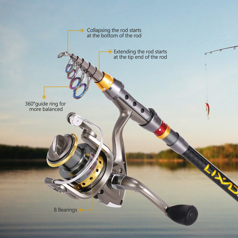 Lixada Telescopic Fishing Rod  - Conventional Reel ulasan dan harga
